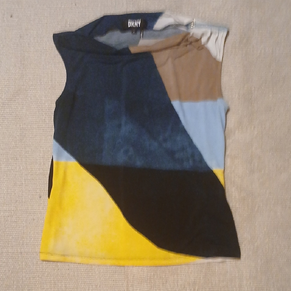 DKNY Multicolor Geometric Sleeveless Top